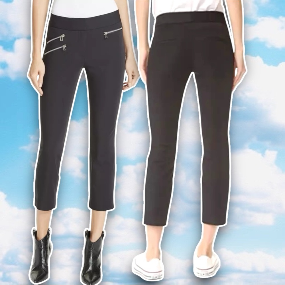 VERONICA BEARD Adelaide Crop Pant 10 Denim Zippers Rocker Bikercore Goth Grunge